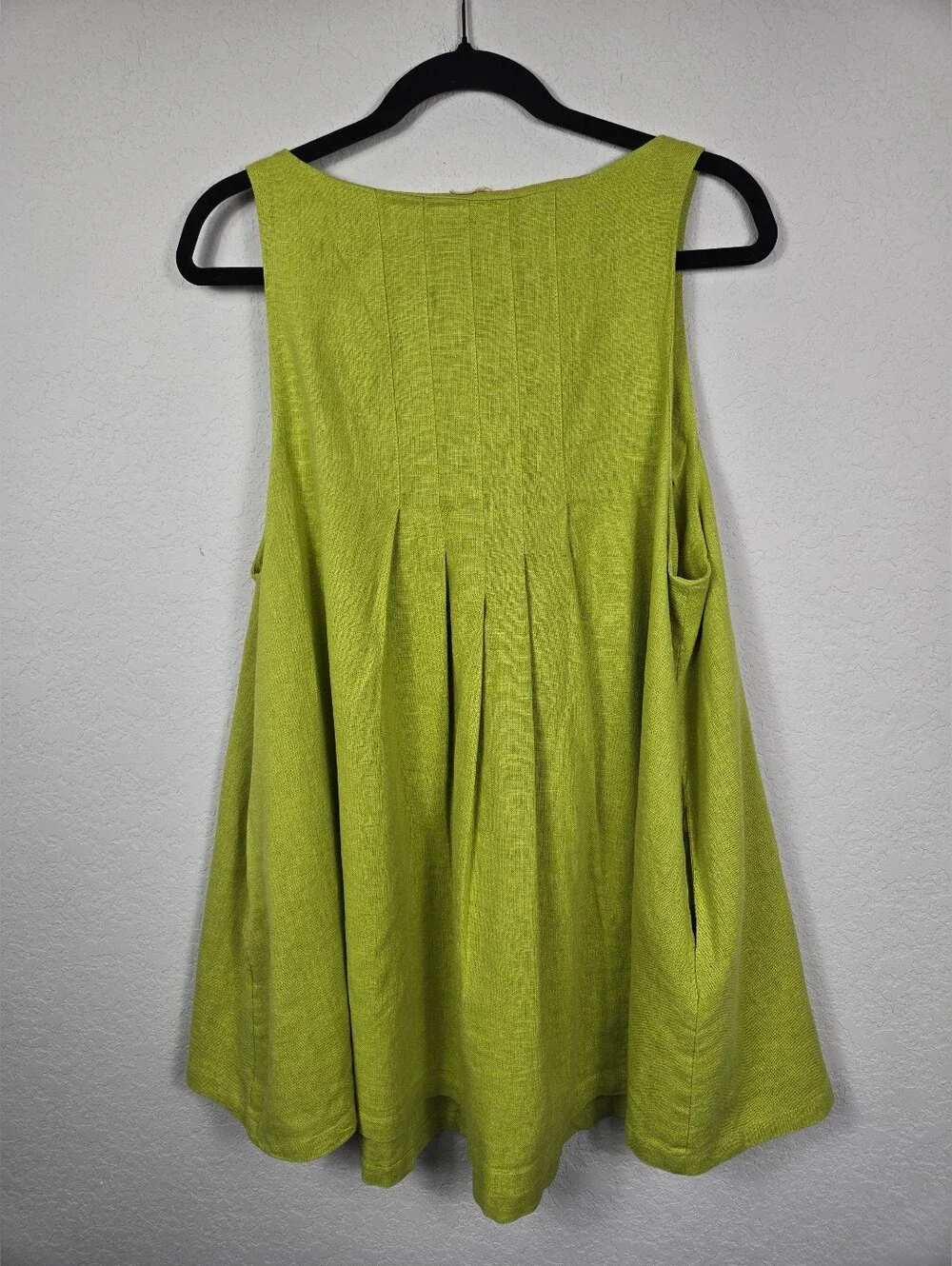Free People Free-Est Linen Swing Tunic Tank Top Lime Green Pockets XS